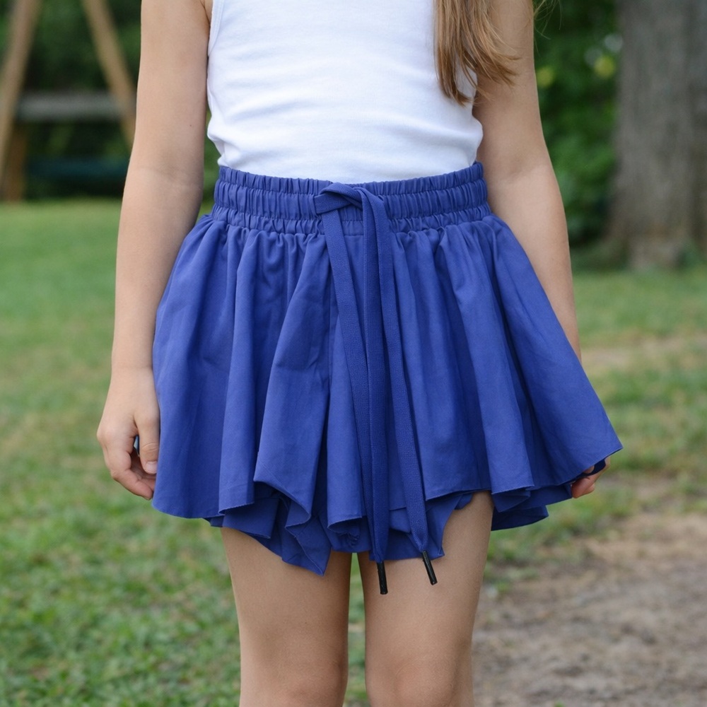 Blue Athletic Skort YXS Girls  Drawstring Stretch Tennis Gym